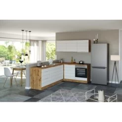 Held Möbel Winkelküche 240 Cm - 180 Cm Matt Weiß-Wotaneiche Ohne E-Geräte