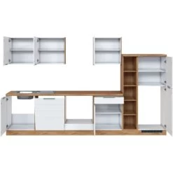 Held Möbel Küchenzeile 330 Cm Matt Weiß-Wotaneiche Ohne E-Geräte -Küchenwerkzeug – los geht’s! 010 11016600 1010.6291 2 4