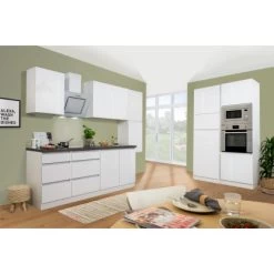 Respekta Premium Küchenzeile Grifflos 385 Cm Weiß Hochglanz-Weiß -Küchenwerkzeug – los geht’s! 020 Doppelblockgeschlossen