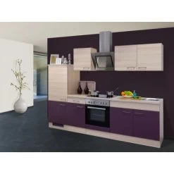 Flex-Well Exclusiv Küchenzeile Focus 270 Cm Akazie-Aubergine