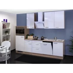 Flex-Well Exclusiv Küchenzeile Valero 280 Cm Hochglanz Weiß-Sonoma Eiche NB