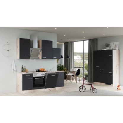 Flex-Well Exclusiv Küchenzeile Lara 360 Cm Anthrazit - San Remo Eiche 3 Flex-Well Exclusiv Küchenzeile Lara 360 Cm Anthrazit - San Remo Eiche