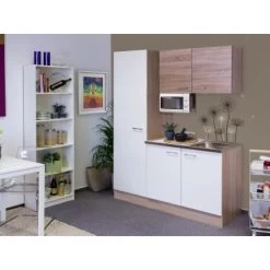 Flex-Well Singleküche 150 Cm Florida Weiß-Sonoma Eiche