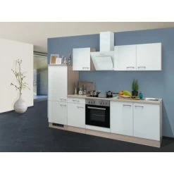 Flex-Well Exclusiv Küchenzeile Abaco 270 Cm Perlmutt Glänzend-Akazie Nachbildung