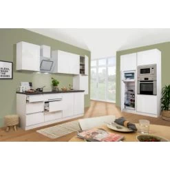 Respekta Premium Küchenzeile Grifflos 385 Cm Weiß Hochglanz-Weiß -Küchenwerkzeug – los geht’s! 122020 Doppelblockgeffnet