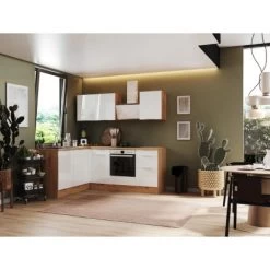 Respekta Selection Winkelküche Elisabeth RSL220AWH 220 Cm Weiß-Artisan Eiche Nb.