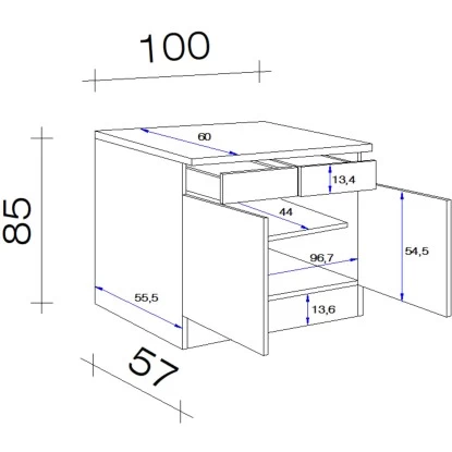 Flex-Well Unterschrank Mit Arbeitsplatte Lucca 100 Cm 4 Flex-Well Unterschrank Mit Arbeitsplatte Lucca 100 Cm – Bild 2