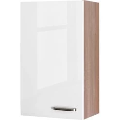 Flex-Well Exclusiv Oberschrank Valero 50 Cm X 89 Cm Hochglanz Weiß-Sonoma Eiche