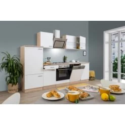 Respekta Economy Küchenzeile KB280ESWS 280 Cm Weiß-Eiche Sägerau -Küchenwerkzeug – los geht’s! 1712033 KB280ESWS 01