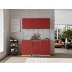 Respekta Economy Küchenzeile KB150BRC 150 Cm Rot-Buche