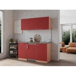 Respekta Economy Küchenzeile KB150BRC 150 Cm Rot-Buche -Küchenwerkzeug – los geht’s! 1712520 4384 4