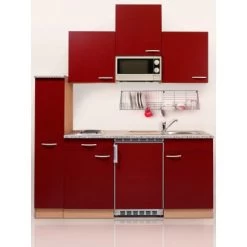 Respekta Economy Küchenzeile KB180BRMI 180 Cm Rot-Buche