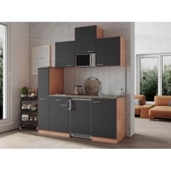 Respekta Economy Küchenzeile KB180BGMIC 180 Cm Grau-Buche Glänzend -Küchenwerkzeug – los geht’s! 1751114 4384 4