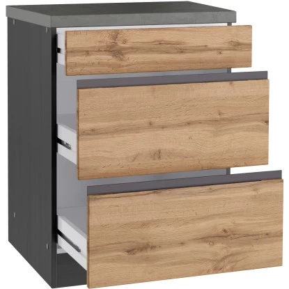 Held Möbel Küchenunterschrank Turin 60 Cm Mit Auszügen Wotaneiche/Graphit 5 Held Möbel Küchenunterschrank Turin 60 Cm Mit Auszügen Wotaneiche/Graphit – Bild 3