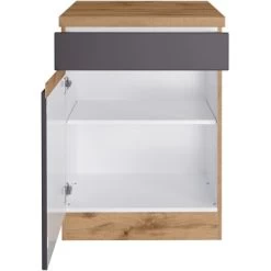 Held Möbel Küchenunterschrank Turin 60 Cm 1 Tür 1 Schublade Graphit/Wotaneiche -Küchenwerkzeug – los geht’s! 189414 11016600 S 03