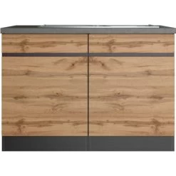 Held Möbel Spülenunterschrank Turin 120 Cm Mit 2 Türen Wotaneiche/Graphit -Küchenwerkzeug – los geht’s! 189417 11016600 S 01