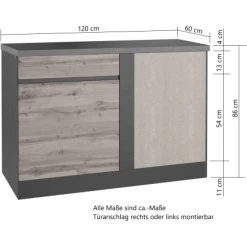 Held Möbel Küchen-Eckschrank Turin 120 Cm Wotaneiche/Graphit -Küchenwerkzeug – los geht’s! 189465 11016600 CU 05