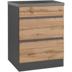 Held Möbel Kochfeldumbauschrank Turin 60 Cm Wotaneiche/Graphit