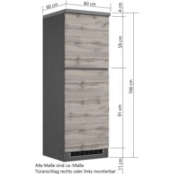 Held Möbel Kühlschrankumbauschrank Turin 60 Cm Wotaneiche/Graphit -Küchenwerkzeug – los geht’s! 189536 11016600 VM 07