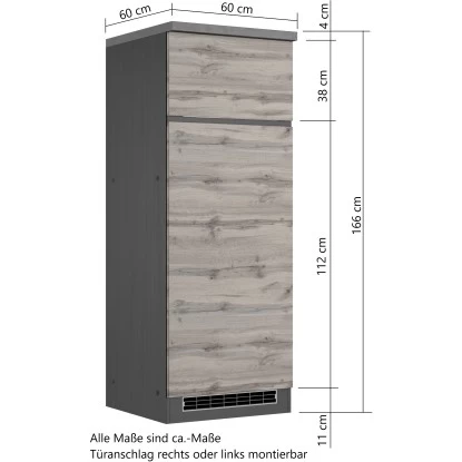 Held Möbel Umbauschrank Für Kühl/Gefrierkombi Turin 60 Cm Graphit/Wotaneiche 6 Held Möbel Umbauschrank Für Kühl/Gefrierkombi Turin 60 Cm Graphit/Wotaneiche – Bild 4