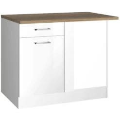 Held Möbel Küchen-Eckschrank Mailand 110 Cm Hochglanz Weiß/Weiß