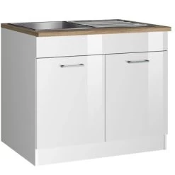 Held Möbel Spülenunterschrank Mailand 100 Cm Hochglanz Weiß/Weiß -Küchenwerkzeug – los geht’s! 189969 11016600 S 02