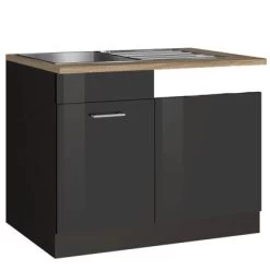 Held Möbel Spülenunterschrank Mailand 110 Cm Hochglanz Graphit/Graphit -Küchenwerkzeug – los geht’s! 189974 11016600 S 02