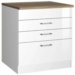 Held Möbel Kochfeldumbauschrank Mailand 80 Cm Hochglanz Weiß/Weiß
