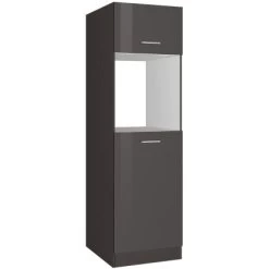 Held Möbel Kühlschrank/Ofenumbauschrank Mailand 60 Cm Hochglanz Graphit/Graphit