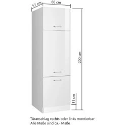 Held Möbel Kühlschrankumbauschrank Mailand 60 Cm Hochglanz Weiß/Weiß -Küchenwerkzeug – los geht’s! 189995 11016600 VM 01