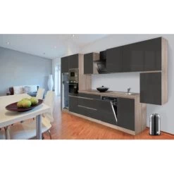 Respekta Premium Küchenzeile Grifflos 395 Cm Grau Hochglanz-Eiche Sägerau -Küchenwerkzeug – los geht’s! 1988 4384 glrp395hesggke 2 1