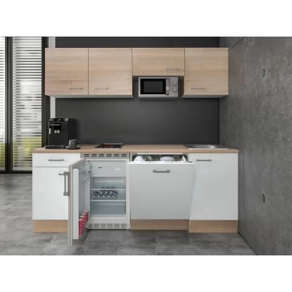 Flex-Well Classic Büroküche Florida 210 Cm Weiß-Sonoma Eiche 3 Flex-Well Classic Büroküche Florida 210 Cm Weiß-Sonoma Eiche