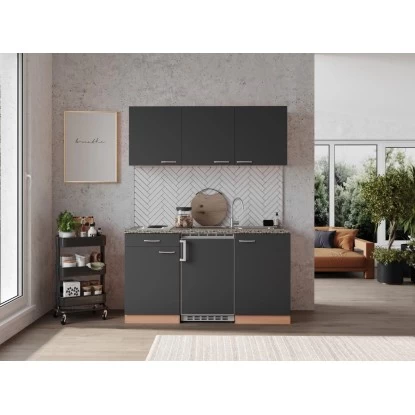 Respekta Küchenzeile KB150BG 150 Cm Grau-Buche Nachbildung 3 Respekta Küchenzeile KB150BG 150 Cm Grau-Buche Nachbildung