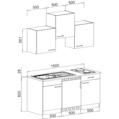 Respekta Küchenzeile KB150BG 150 Cm Grau-Buche Nachbildung 6 Respekta Küchenzeile KB150BG 150 Cm Grau-Buche Nachbildung – Bild 4