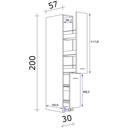 Flex-Well Exclusiv Apotheker-Hochschrank Focus 200 Cm X 30 Cm X 57 Cm Akazie 4 Flex-Well Exclusiv Apotheker-Hochschrank Focus 200 Cm X 30 Cm X 57 Cm Akazie – Bild 2