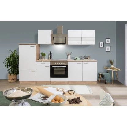 Respekta Küchenzeile 270 Cm Mit Glaskeramikkochfeld Weiß - Eiche Sägerau 3 Respekta Küchenzeile 270 Cm Mit Glaskeramikkochfeld Weiß - Eiche Sägerau