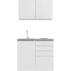 Flex-Well Classic Miniküche Lucca 100 Cm Weiß Matt - Caledonia -Küchenwerkzeug – los geht’s! 29838 4051 LuccaG100501000