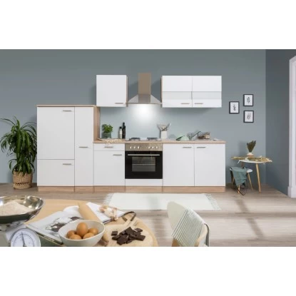 Respekta Küchenzeile KB300ESW 300 Cm Weiß-Eiche Sägerau Nachbildung 3 Respekta Küchenzeile KB300ESW 300 Cm Weiß-Eiche Sägerau Nachbildung