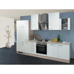 Flex-Well Exclusiv Küchenzeile Abaco 310 Cm Perlmutt Glänzend - Akazie