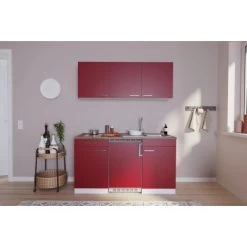 Respekta Küchenzeile KB150WRC 150 Cm Rot-Weiß