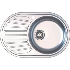 Eurodomo Einbauspüle Single 77 Cm Mit Ventil G 3 1/2 Edelstahl Glatt