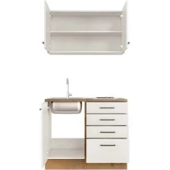 Flex-Well Exclusiv Miniküche Vintea 100 Cm Magnolia Matt - Lancelot Oak 12 Flex-Well Exclusiv Miniküche Vintea 100 Cm Magnolia Matt - Lancelot Oak -Küchenwerkzeug – los geht’s! 3 4051 AvilaG100501000open