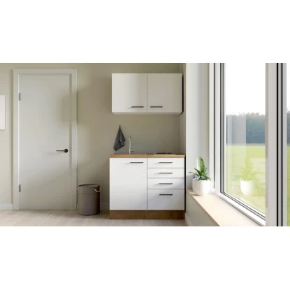 Flex-Well Exclusiv Miniküche Vintea 100 Cm Magnolia Matt - Lancelot Oak 6 Flex-Well Exclusiv Miniküche Vintea 100 Cm Magnolia Matt - Lancelot Oak – Bild 4