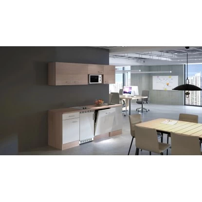 Flex-Well Classic Büroküche Florida 210 Cm Weiß-Sonoma Eiche 5 Flex-Well Classic Büroküche Florida 210 Cm Weiß-Sonoma Eiche – Bild 3