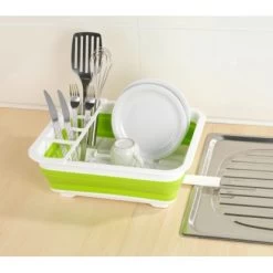 Wenko Geschirrabtropfer Faltbar Weiß-Grün -Küchenwerkzeug – los geht’s! 4008838164853 ambiente 01