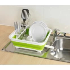 Wenko Geschirrabtropfer Faltbar Weiß-Grün -Küchenwerkzeug – los geht’s! 4008838164853 ambiente 02