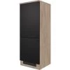 Flex-Well Exclusiv Demi-Geräteumbauschrank Capri 60 Cm Schwarz Matt-Endgrain Oak