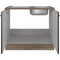 Flex-Well Exclusiv Spülenunterschrank Capri 100 Cm Schwarz Matt-Endgrain Oak -Küchenwerkzeug – los geht’s! 4047584070117 4051 S 01