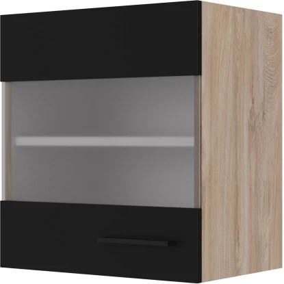 Flex-Well Exclusiv Glas-Oberschrank Capri 50 Cm Schwarz Matt-Endgrain Oak 3 Flex-Well Exclusiv Glas-Oberschrank Capri 50 Cm Schwarz Matt-Endgrain Oak