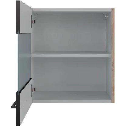 Flex-Well Exclusiv Glas-Oberschrank Capri 50 Cm Schwarz Matt-Endgrain Oak 5 Flex-Well Exclusiv Glas-Oberschrank Capri 50 Cm Schwarz Matt-Endgrain Oak – Bild 3